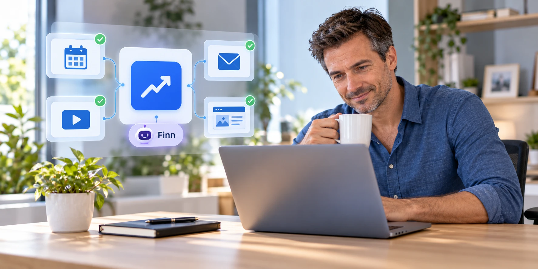 Entspannt arbeiten: alles an einem Ort mit Funnel Master 24 und Assistent Finn